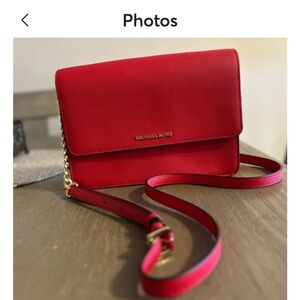 Elegant Red Leather Crossbody Bag